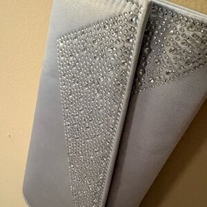 Elegant Silver Clutch bag purse with Rhinestones